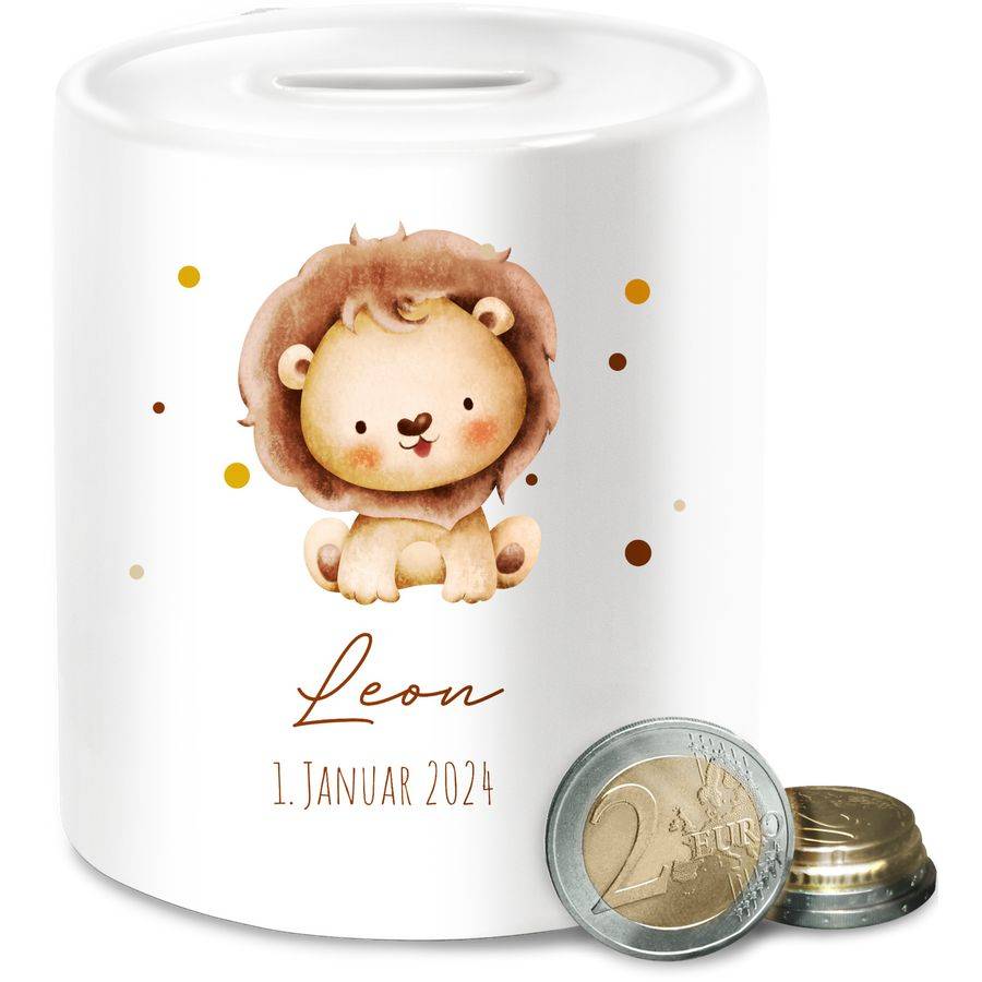 Shirtracer Löwe mit Name und Datum - Geburtstag Geburt Tiermotiv Geschenk: Tshirt Gym Bag Shirtracer