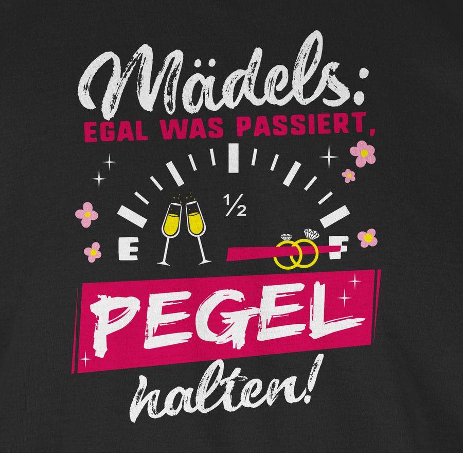 Shirtracer Mädels: Egal Was Passiert, Pegel Halten! JGA Fuchsia: T-Shirt Rucksack Shirtracer