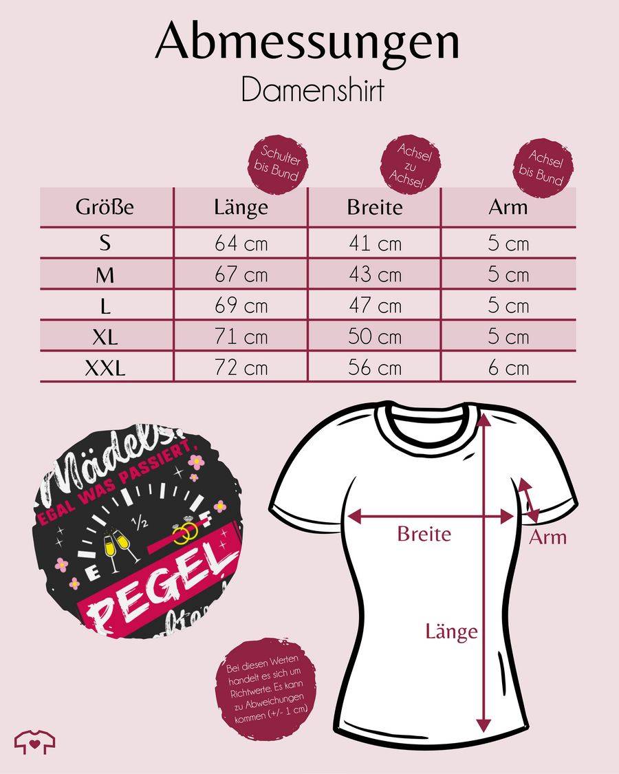Shirtracer Mädels: Egal Was Passiert, Pegel Halten! JGA Fuchsia: T-Shirt Rucksack Shirtracer