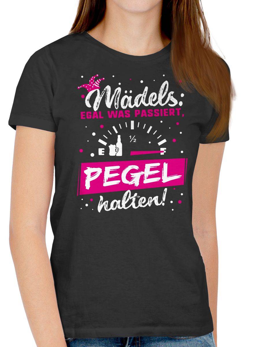 Shirtracer Mädels: Egal Was Passiert, Pegel Halten Karneval: T-Shirt Turnbeutel Shirtracer