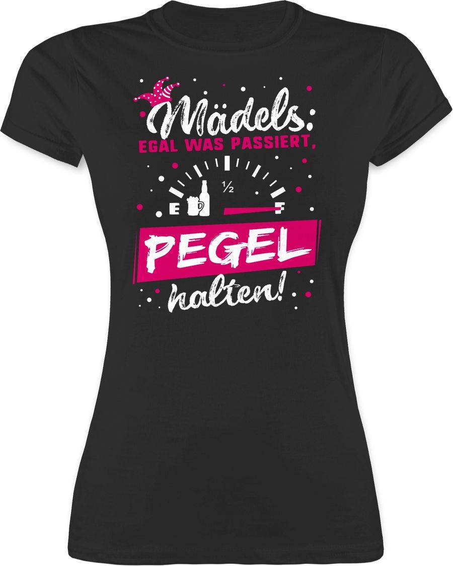 Shirtracer Mädels: Egal was passiert, Pegel halten Karneval: T-Shirt Turnbeutel Shirtracer