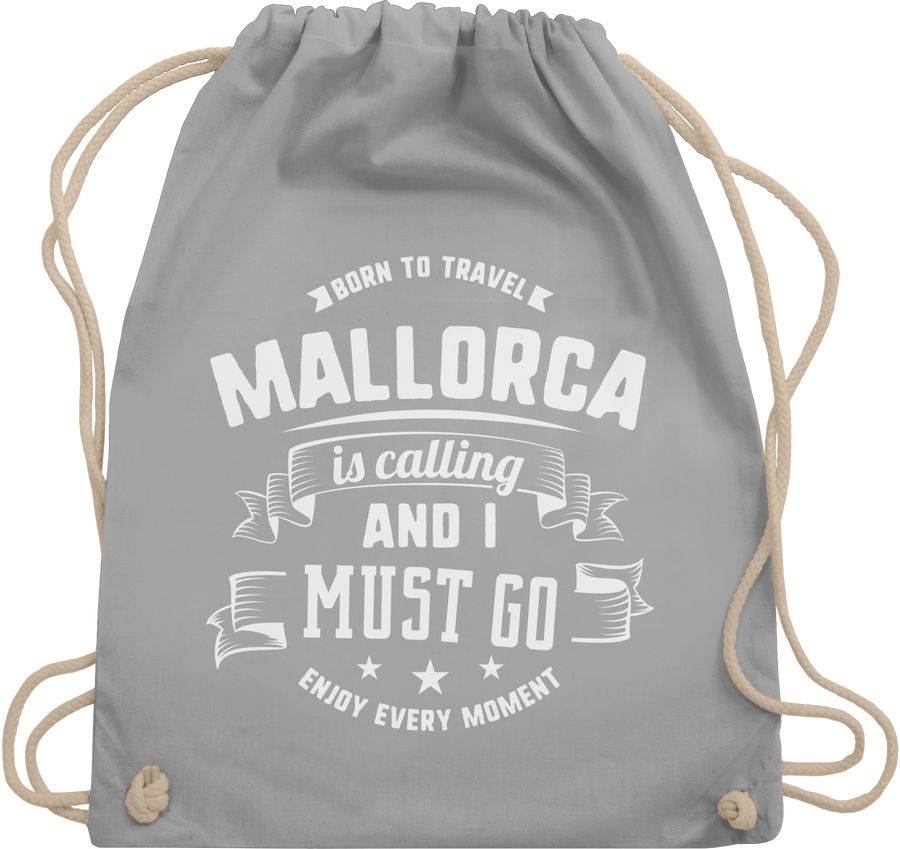 Shirtracer Mallorca is calling and I must go Weiß: Tshirt Rucksack Shirtracer