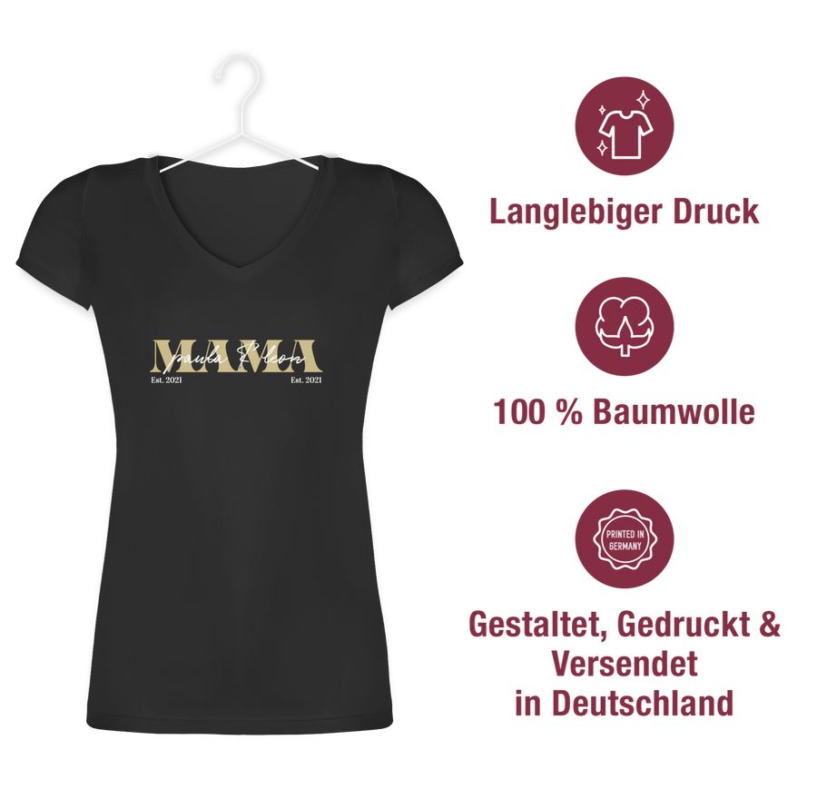 Shirtracer MAMA Geschenk Mit Namen Kinder Datum Geburtsjahr Muttertagsgeschenk Mutti Seit