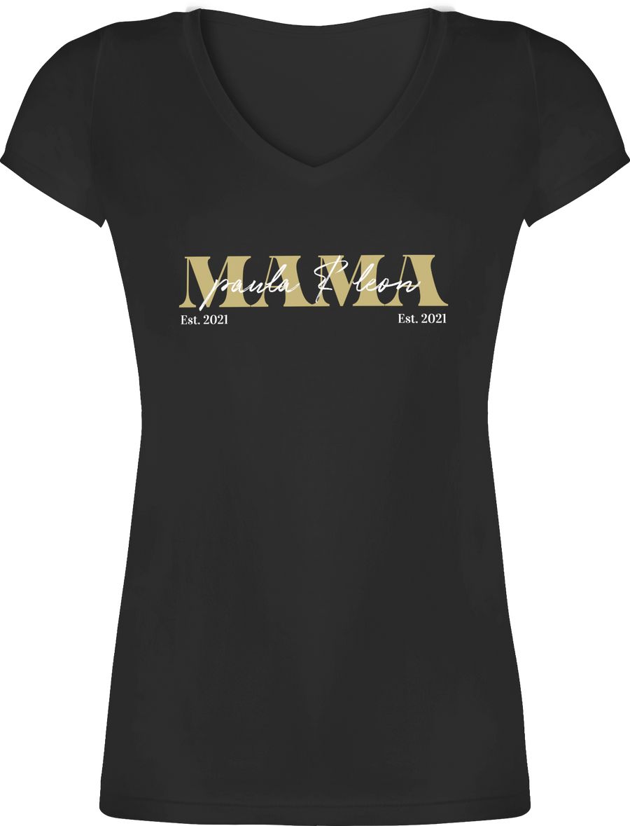 Shirtracer MAMA Geschenk mit Namen Kinder Datum Geburtsjahr Muttertagsgeschenk Mutti seit