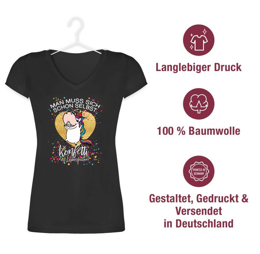 Shirtracer Man Muss Sich Schon Selbst Konfetti Ins Leben Pusten! - Einhorn - Weiß: Tshirt G Shirtracer