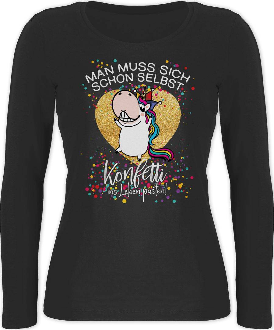 Shirtracer Man muss sich schon selbst Konfetti ins Leben pusten! - Einhorn - weiß: Tshirt G Shirtracer