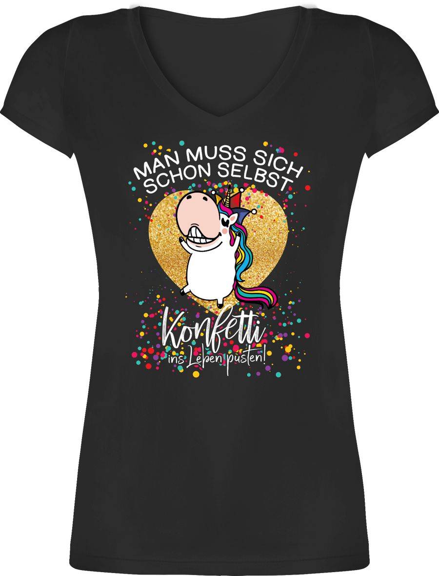 Shirtracer Man muss sich schon selbst Konfetti ins Leben pusten! - Einhorn - weiß: Tshirt G Shirtracer
