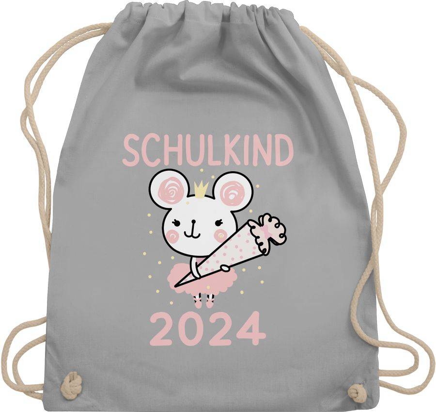Shirtracer Maus mit Schultüte Schulkind 2024 Shirts & Mehr Shirtracer