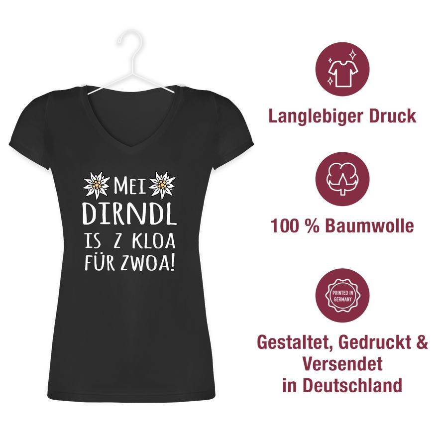 Shirtracer Mei Dirndl Is Z Kloa Für Zwoa! Weiß: Tshirt Turnbeutel Shirtracer