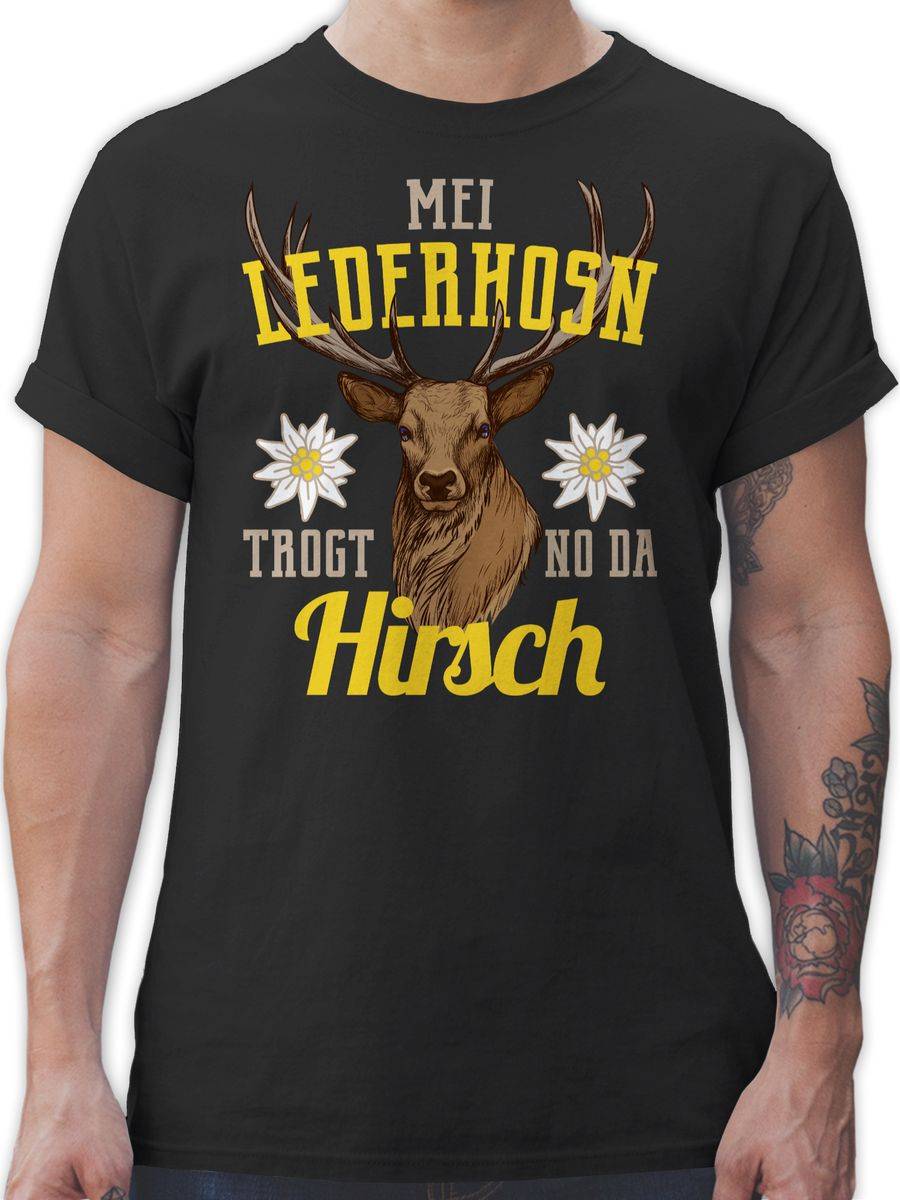 Shirtracer Mei Lederhosn trogt no da Hirsch - gelb/braun Shirts & Mehr Shirtracer