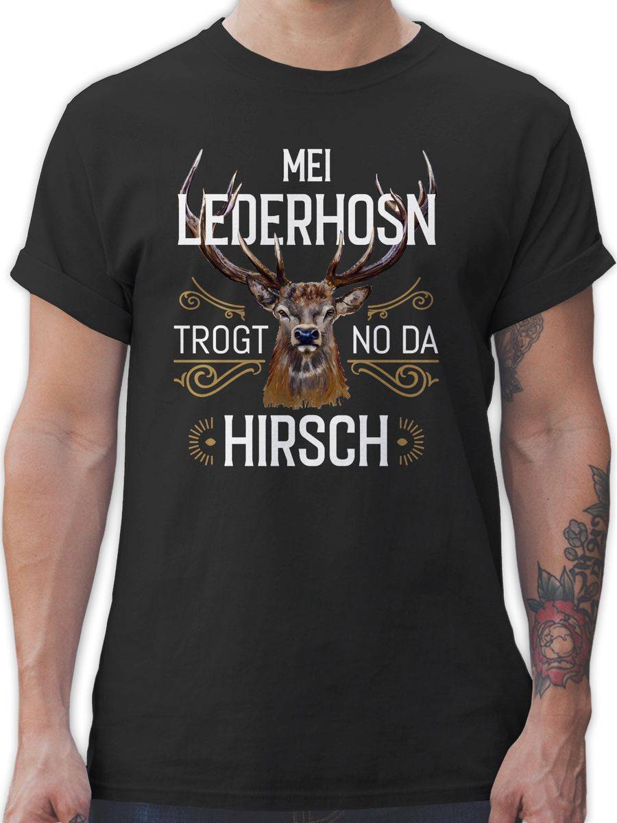 Shirtracer Mei Lederhosn trogt no da Hirsch - weiß braun: Tshirt Gym Bag Shirtracer
