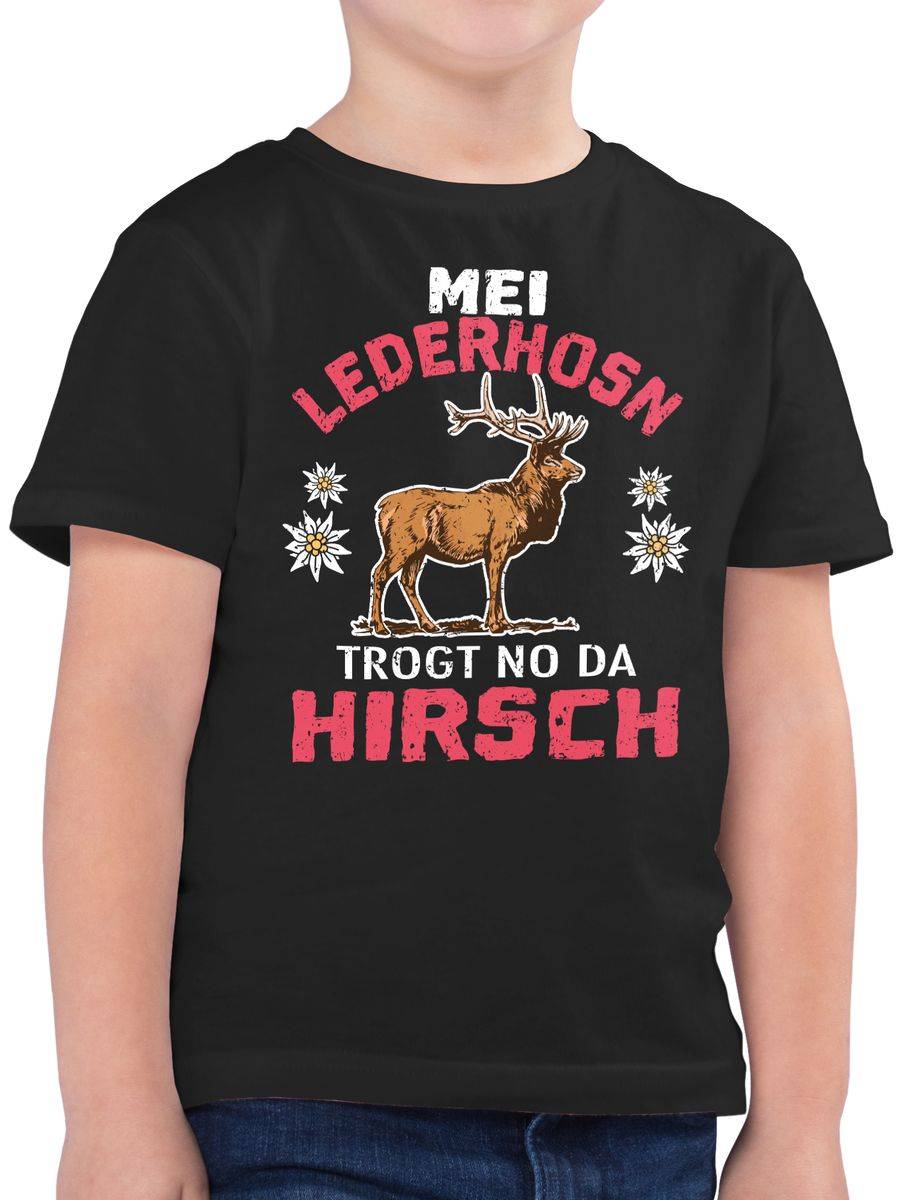 Shirtracer Mei Lederhosn trogt no da Hirsch - weiß/rot: T-Shirt Gym Bag Shirtracer