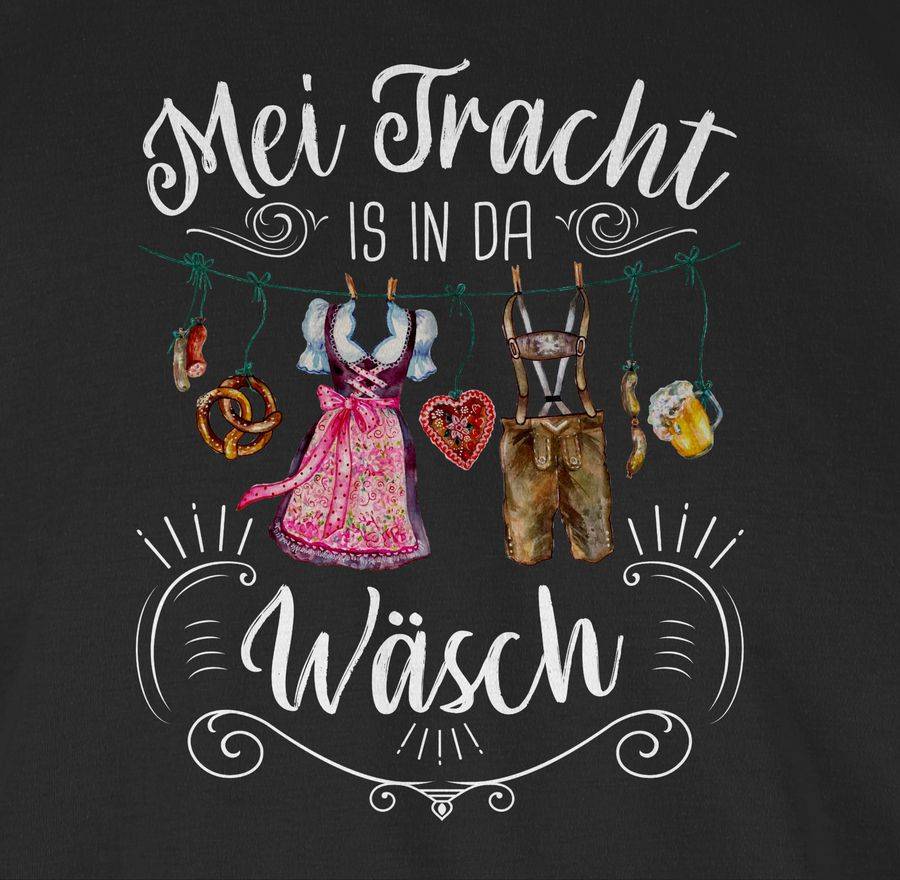 Shirtracer Mei Tracht Is In Da Wäsch - Wäscheleine - Weißer Schriftzug: Tshirt Turnbeutel Shirtracer