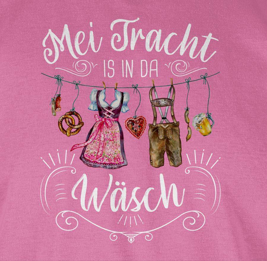 Shirtracer Mei Tracht Is In Da Wäsch - Wäscheleine - Weißer Schriftzug: Tshirt Turnbeutel Shirtracer