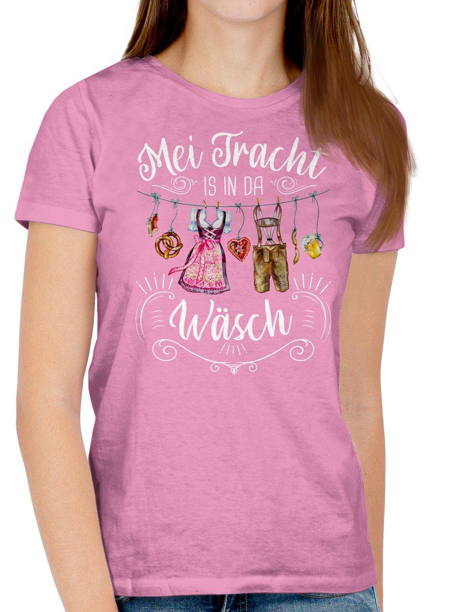 Shirtracer Mei Tracht Is In Da Wäsch - Wäscheleine - Weißer Schriftzug: Tshirt Turnbeutel Shirtracer