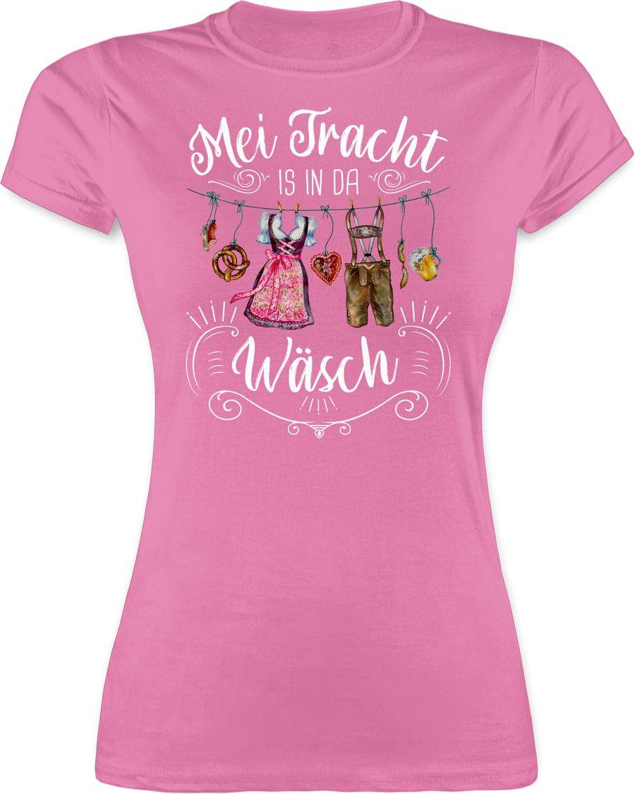Shirtracer Mei Tracht is in da Wäsch - Wäscheleine - weißer Schriftzug: Tshirt Turnbeutel Shirtracer