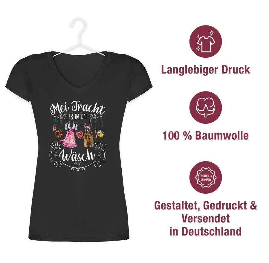 Shirtracer Mei Tracht Is In Da Wäsch - Wäscheleine - Weißer Schriftzug: Tshirt Turnbeutel Shirtracer