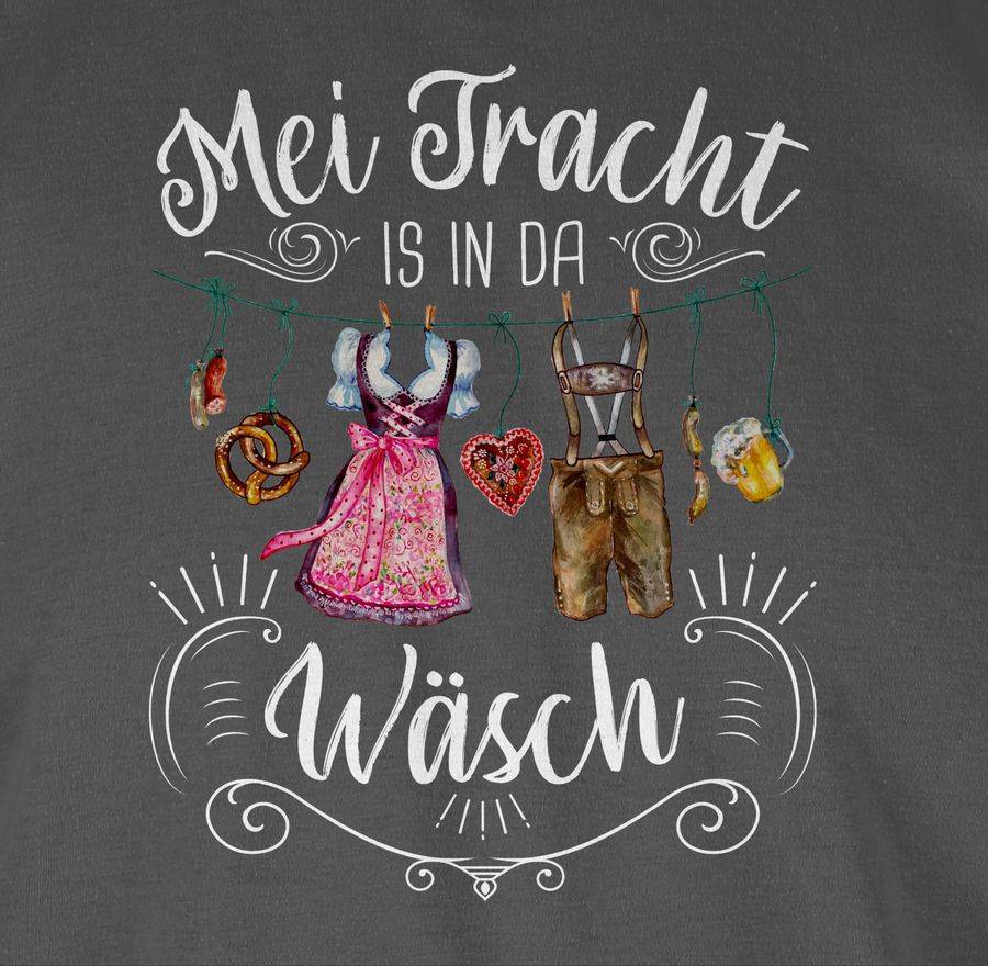 Shirtracer Mei Tracht Is In Da Wäsch - Wäscheleine - Weißer Schriftzug: Tshirt Turnbeutel Shirtracer