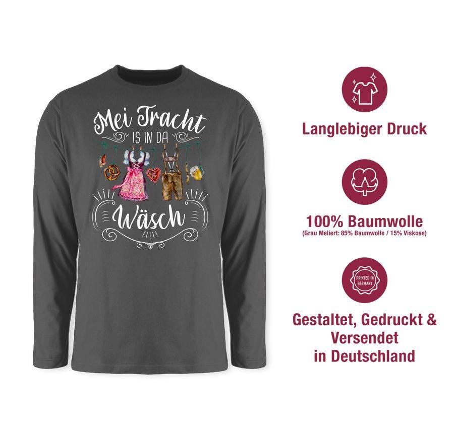 Shirtracer Mei Tracht Is In Da Wäsch - Wäscheleine - Weißer Schriftzug: Tshirt Turnbeutel Shirtracer