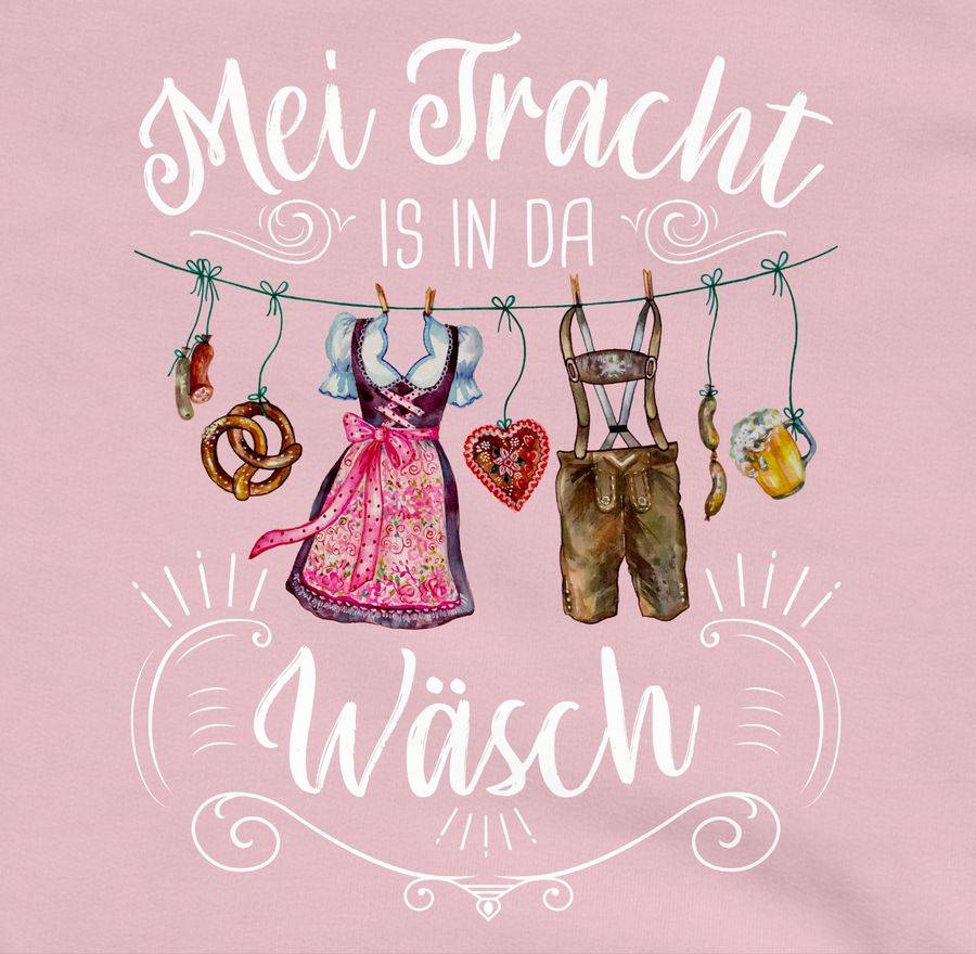 Shirtracer Mei Tracht Is In Da Wäsch - Wäscheleine - Weißer Schriftzug: Tshirt Turnbeutel Shirtracer