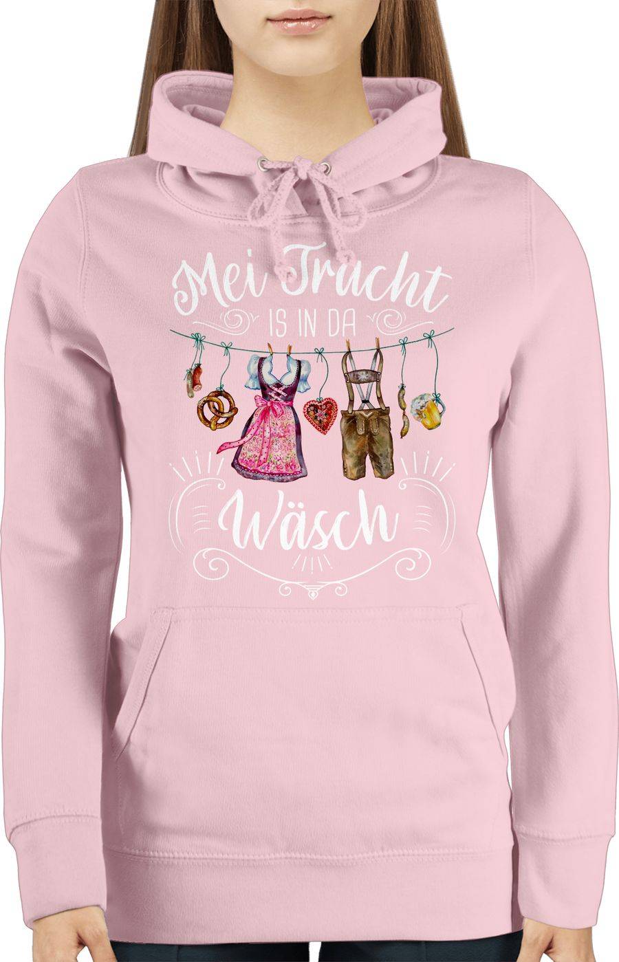 Shirtracer Mei Tracht Is In Da Wäsch - Wäscheleine - Weißer Schriftzug: Tshirt Turnbeutel Shirtracer