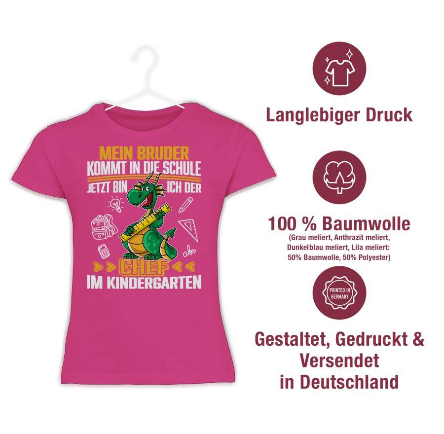 Shirtracer Mein Bruder Kommt In Die Schule! Jetzt Bin Ich Der Chef Im Kindergarten - Weiß/o Shirtracer