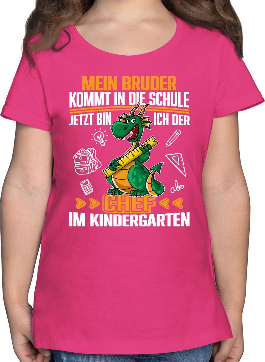 Shirtracer Mein Bruder kommt in die Schule! Jetzt bin ich der Chef im Kindergarten - weiß/o Shirtracer