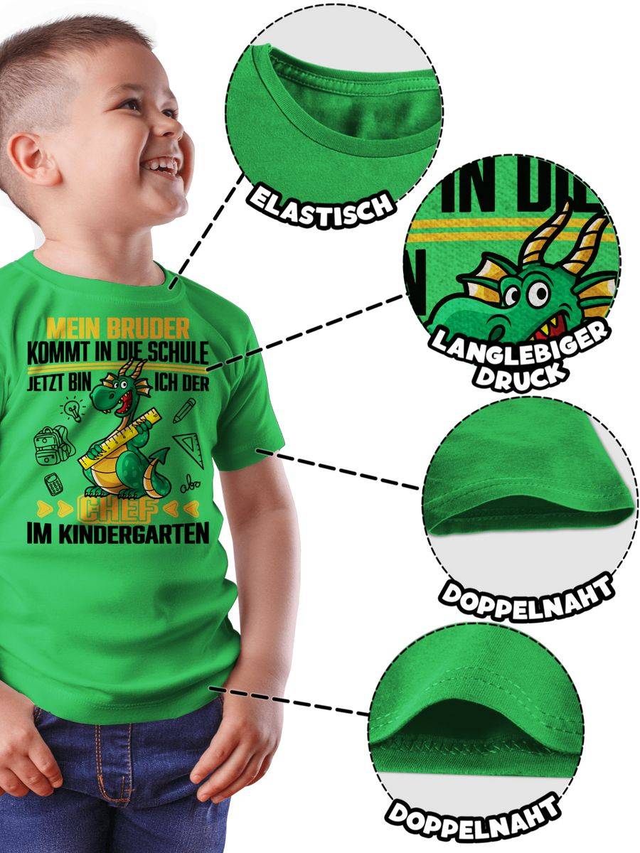 Shirtracer Mein Bruder Kommt In Die Schule! Jetzt Bin Ich Der Chef Im Kindergarten - Schwar Shirtracer