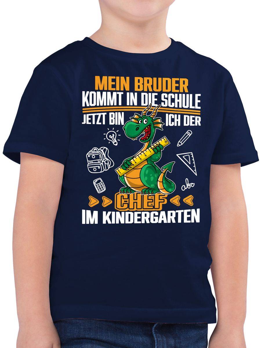Shirtracer Mein Bruder kommt in die Schule! Jetzt bin ich der Chef im Kindergarten - weiß/o Shirtracer