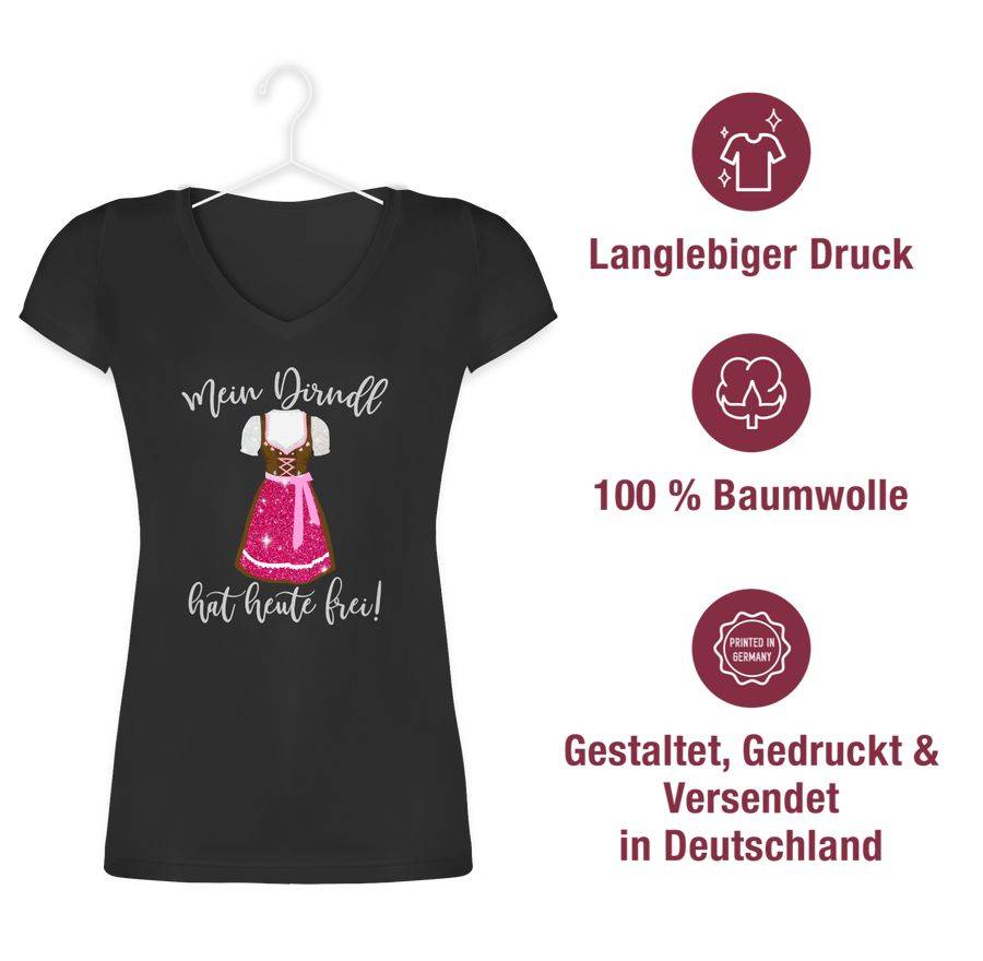 Shirtracer Mein Dirndl Hat Heute Frei - Glitzer Optik: T-Shirt Turnbeutel Shirtracer
