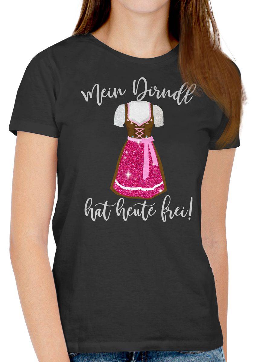 Shirtracer Mein Dirndl Hat Heute Frei - Glitzer Optik: T-Shirt Turnbeutel Shirtracer
