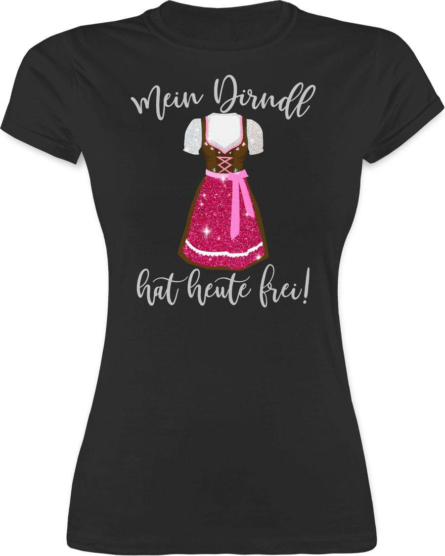 Shirtracer Mein Dirndl hat heute frei - Glitzer Optik: T-Shirt Turnbeutel Shirtracer