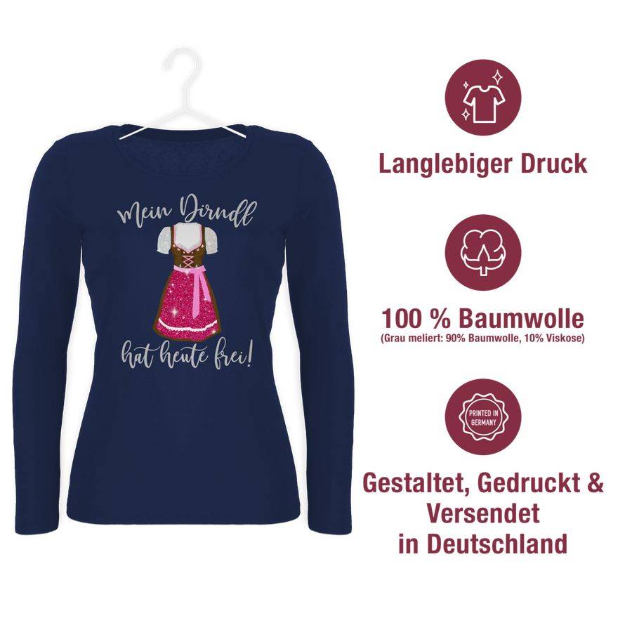 Shirtracer Mein Dirndl Hat Heute Frei - Glitzer Optik: T-Shirt Turnbeutel Shirtracer