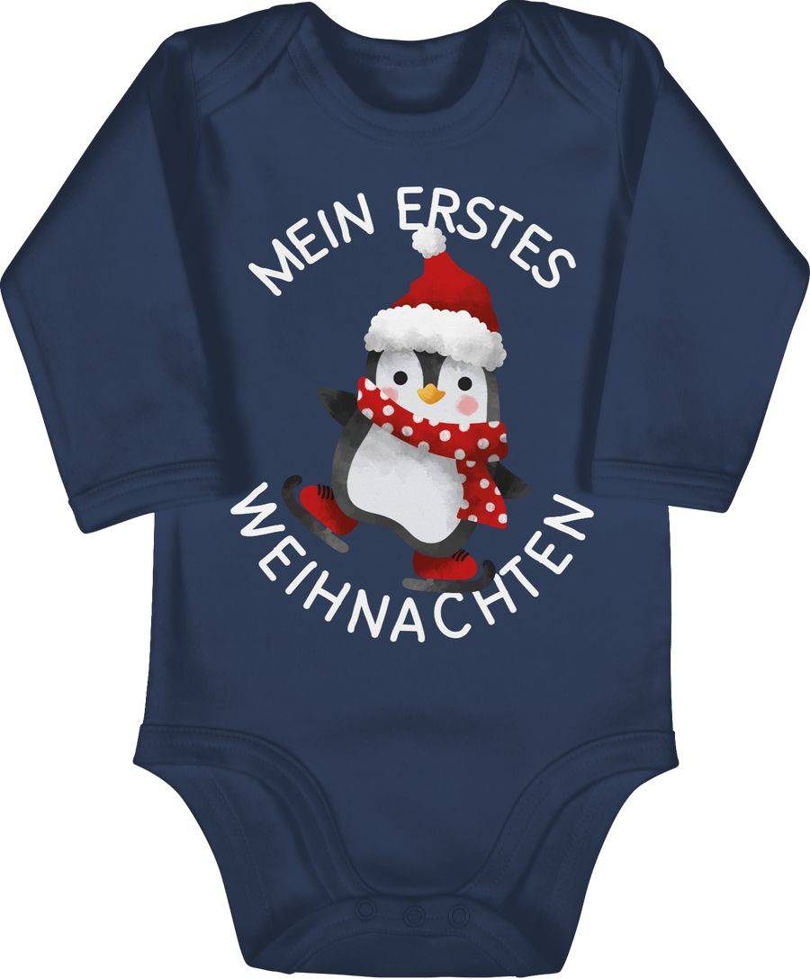 Shirtracer Mein erstes Weihnachten mit Pinguin - weiß: Tshirt Turnbeutel Shirtracer