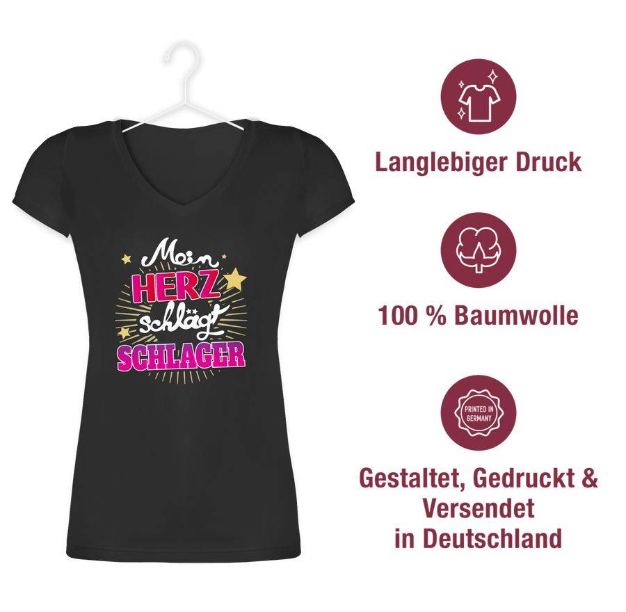 Shirtracer Mein Herz Schlager - Weiß Shirts & Mehr Shirtracer