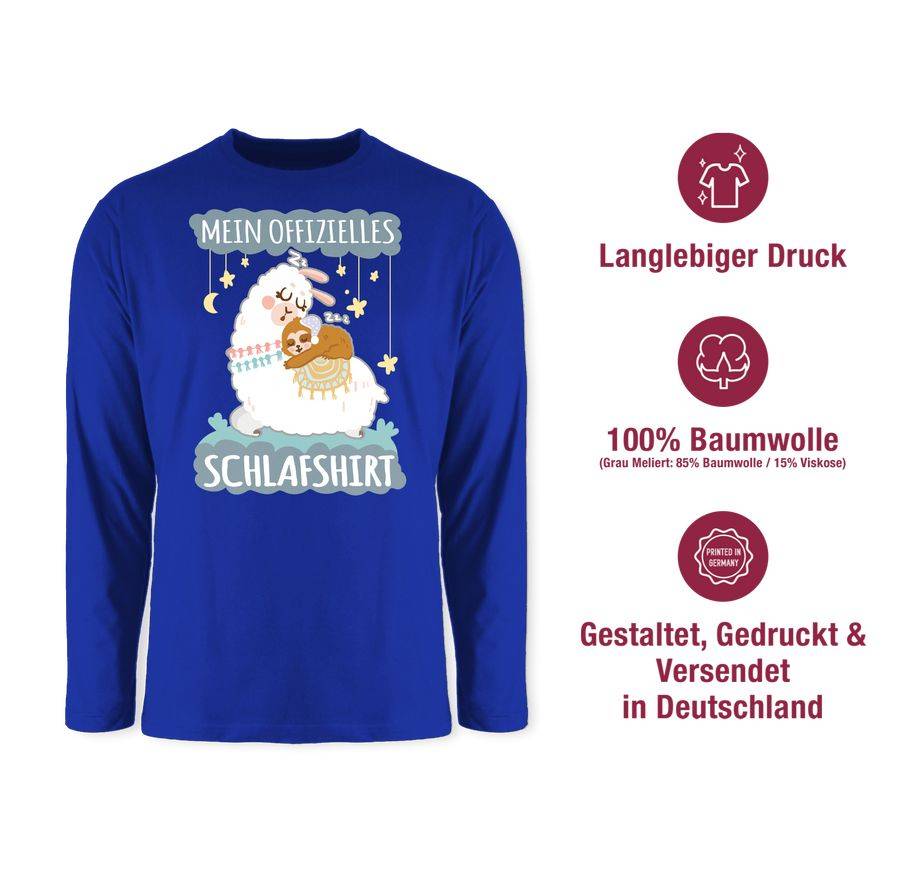 Shirtracer Mein Offizielles Schlafshirt - Lama Und Faultier - Grau: Tshirt Rucksack Shirtracer