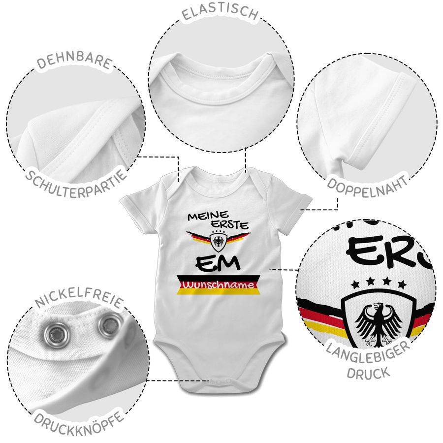Shirtracer Meine Erste Europameisterschaft Deutschland Personalisiertes EM Baby Geschenk Germany Meine Erste EM Shirtracer