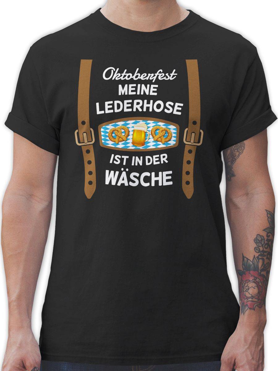 Shirtracer Meine Lederhose ist in der Wäsche - bairische Maß mit Brezen: Tshirt Gym Bag Shirtracer