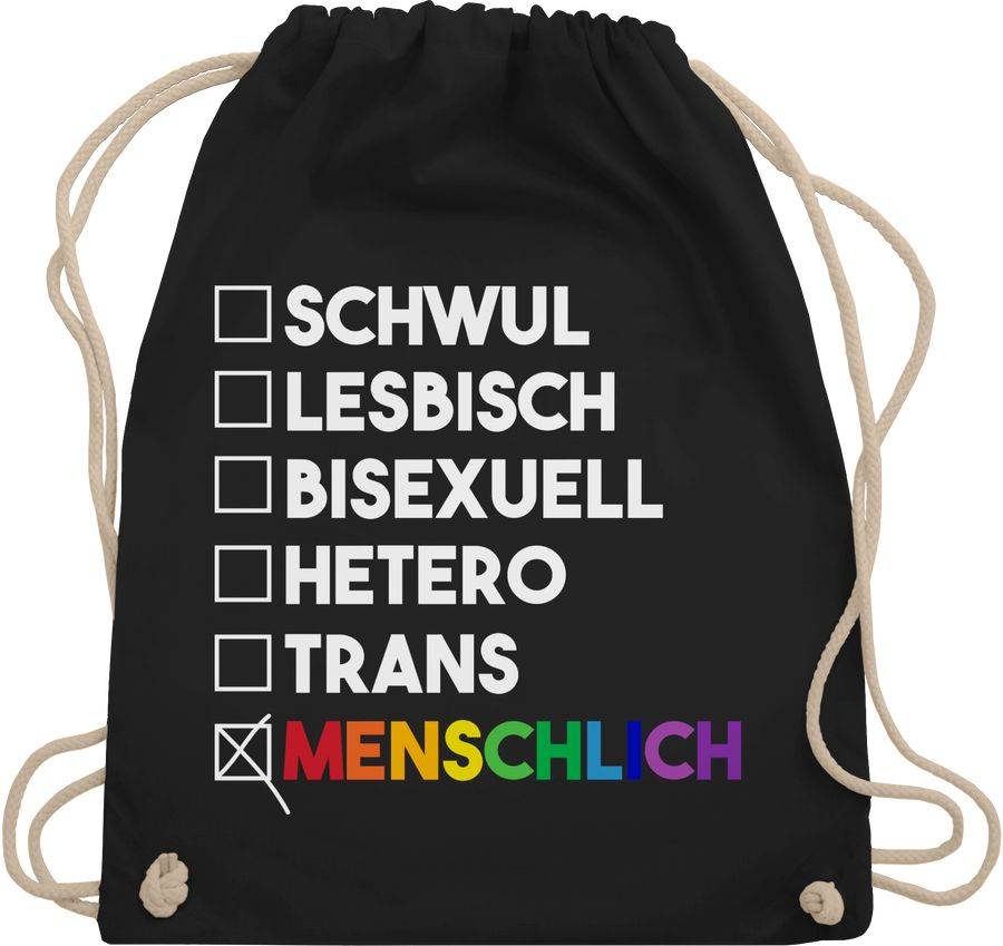 Shirtracer Menschlich - Deine Wahl - Pride - Regenbogen - weiß: Tshirt Gym Bag Shirtracer