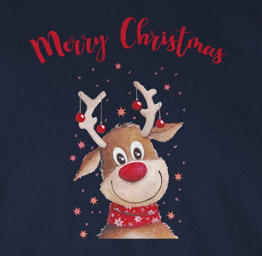 Shirtracer Merry Christmas Rentier Mit Sternen Aquarell Shirts & Mehr Shirtracer