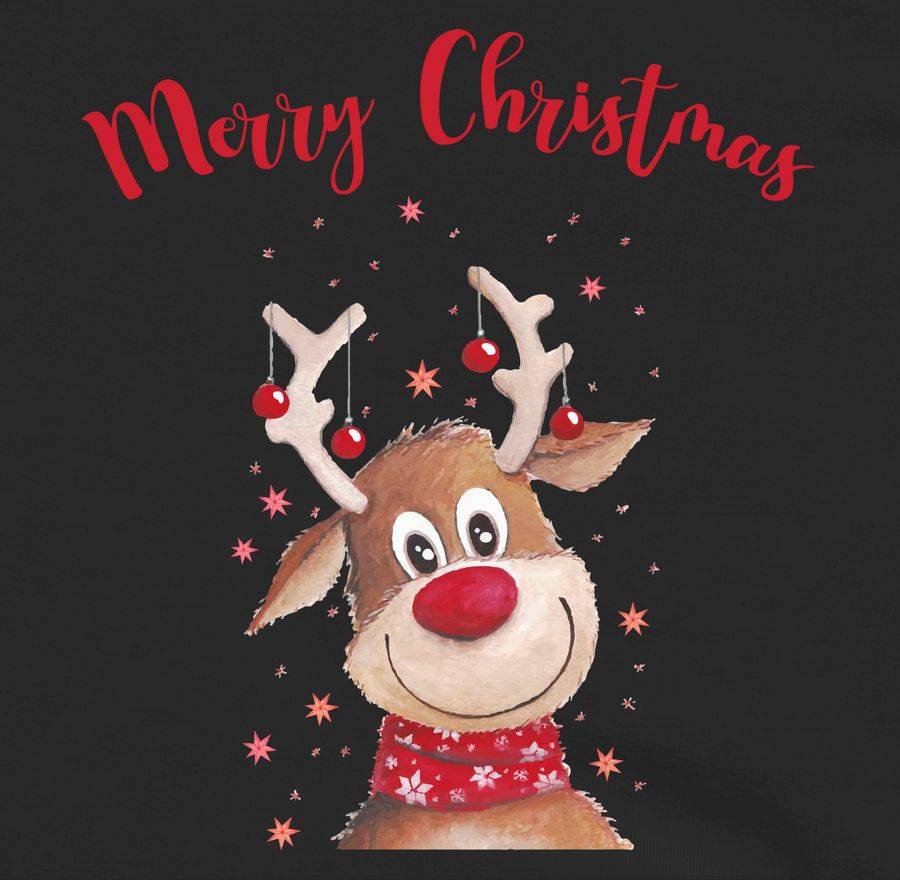 Shirtracer Merry Christmas Rentier Mit Sternen Aquarell Shirts & Mehr Shirtracer