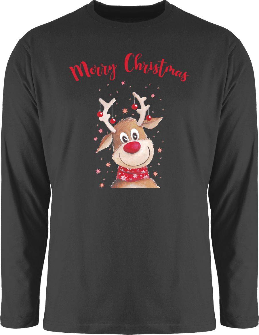 Shirtracer Merry Christmas Rentier mit Sternen Aquarell Shirts & Mehr Shirtracer