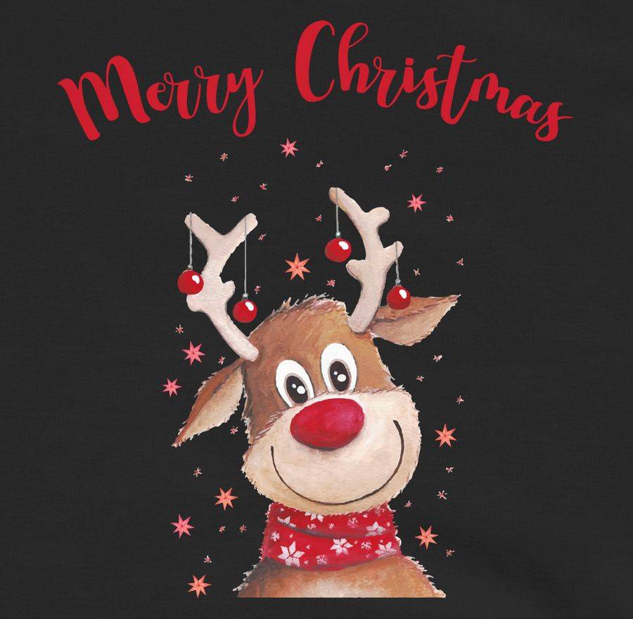 Shirtracer Merry Christmas Rentier Mit Sternen Aquarell Shirts & Mehr Shirtracer