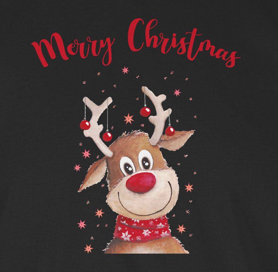 Shirtracer Merry Christmas Rentier Mit Sternen Aquarell Shirts & Mehr Shirtracer