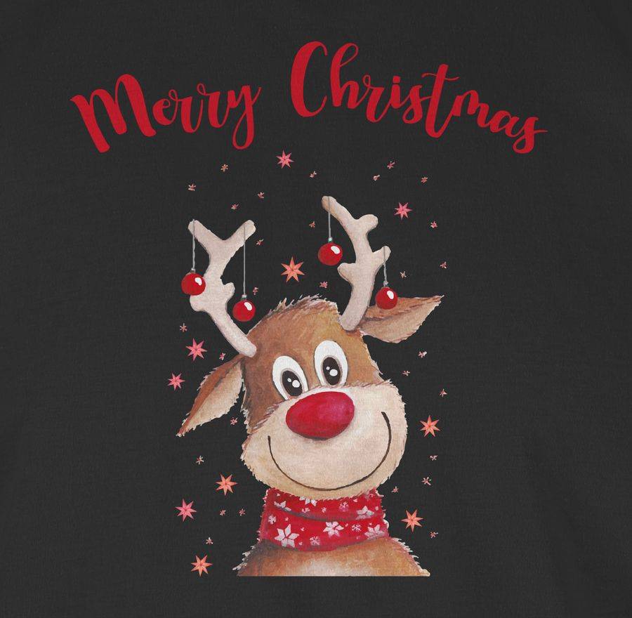 Shirtracer Merry Christmas Rentier Mit Sternen Aquarell Shirts & Mehr Shirtracer
