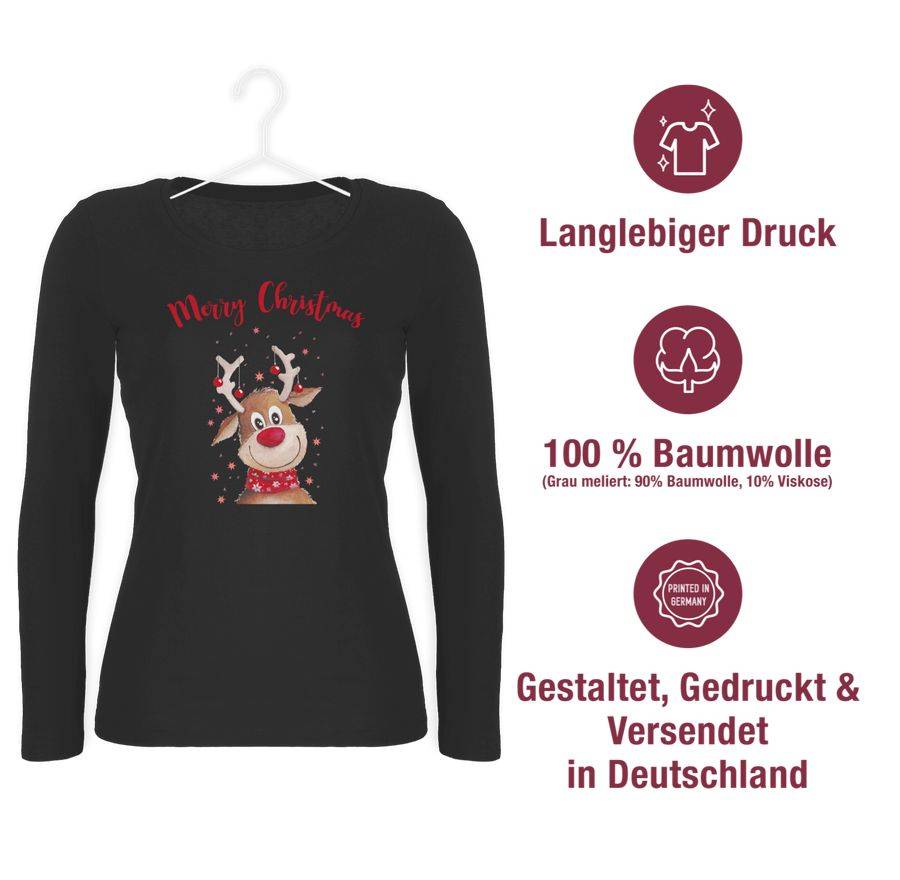 Shirtracer Merry Christmas Rentier Mit Sternen Aquarell Shirts & Mehr Shirtracer