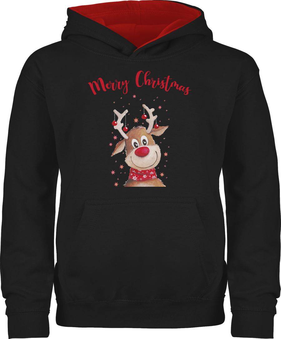 Shirtracer Merry Christmas Rentier mit Sternen Aquarell Shirts & Mehr Shirtracer