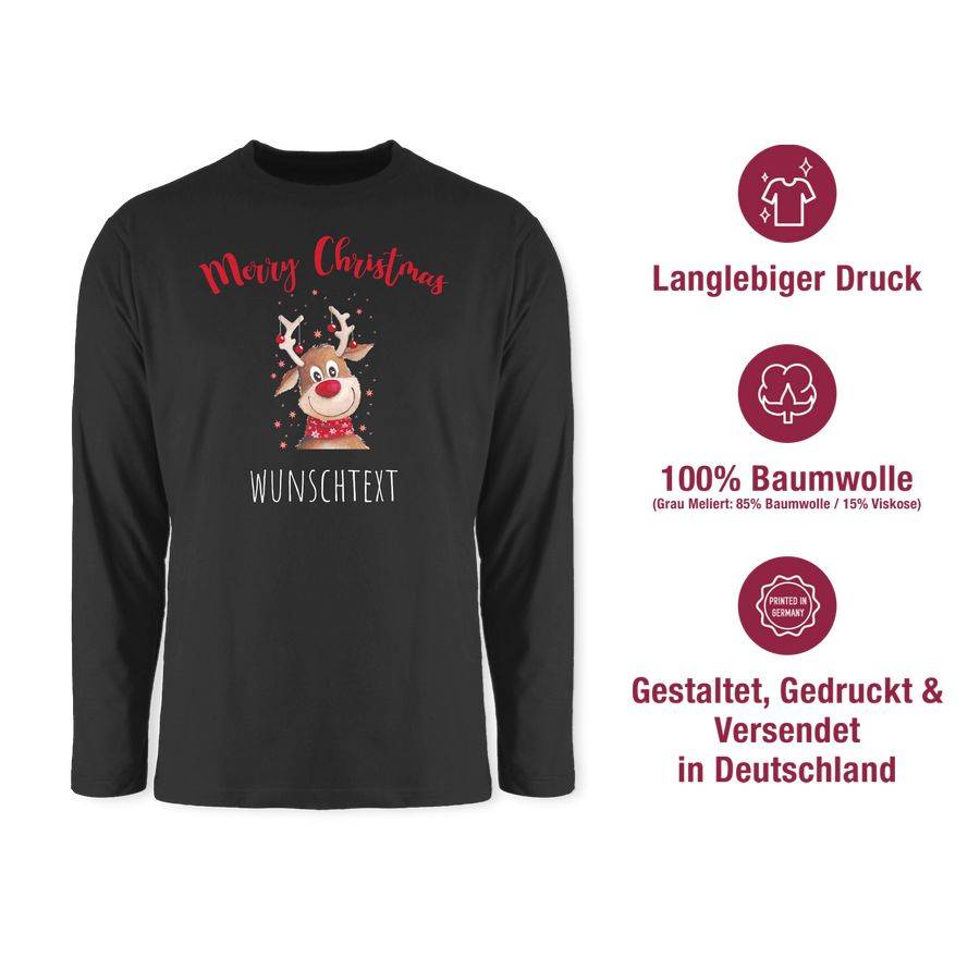 Shirtracer Merry Christmas Rentier Mit Sternen: Tshirt Turnbeutel Shirtracer