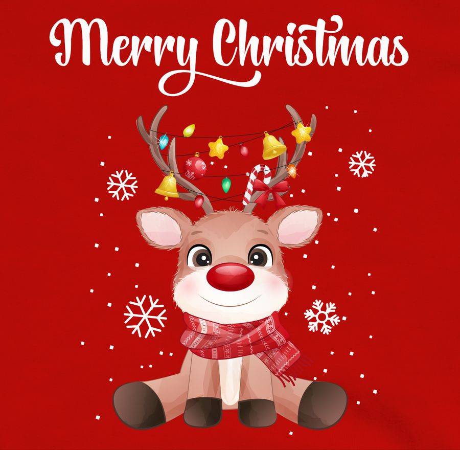 Shirtracer Merry Christmas - Süßes Rentier Mit Lichterkette Shirts & Mehr Shirtracer