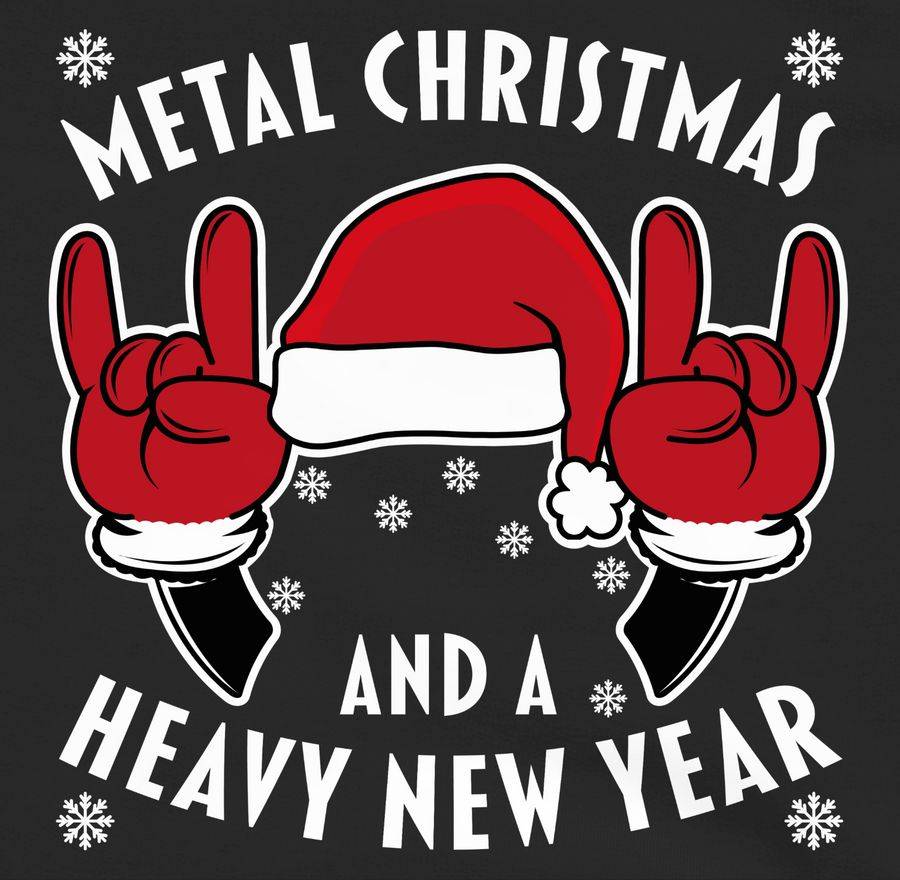 Shirtracer Metal Christmas And A Heavy New Year - Weiß: Tshirt Turnbeutel Shirtracer